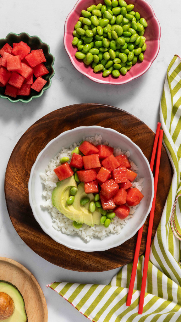 Plant Based Watermelon Poke - Watermelon Board