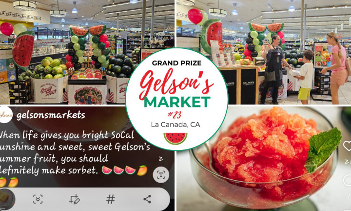 Collage of grand prize winning images of retail displays of watermelon from Gelson's Market #23